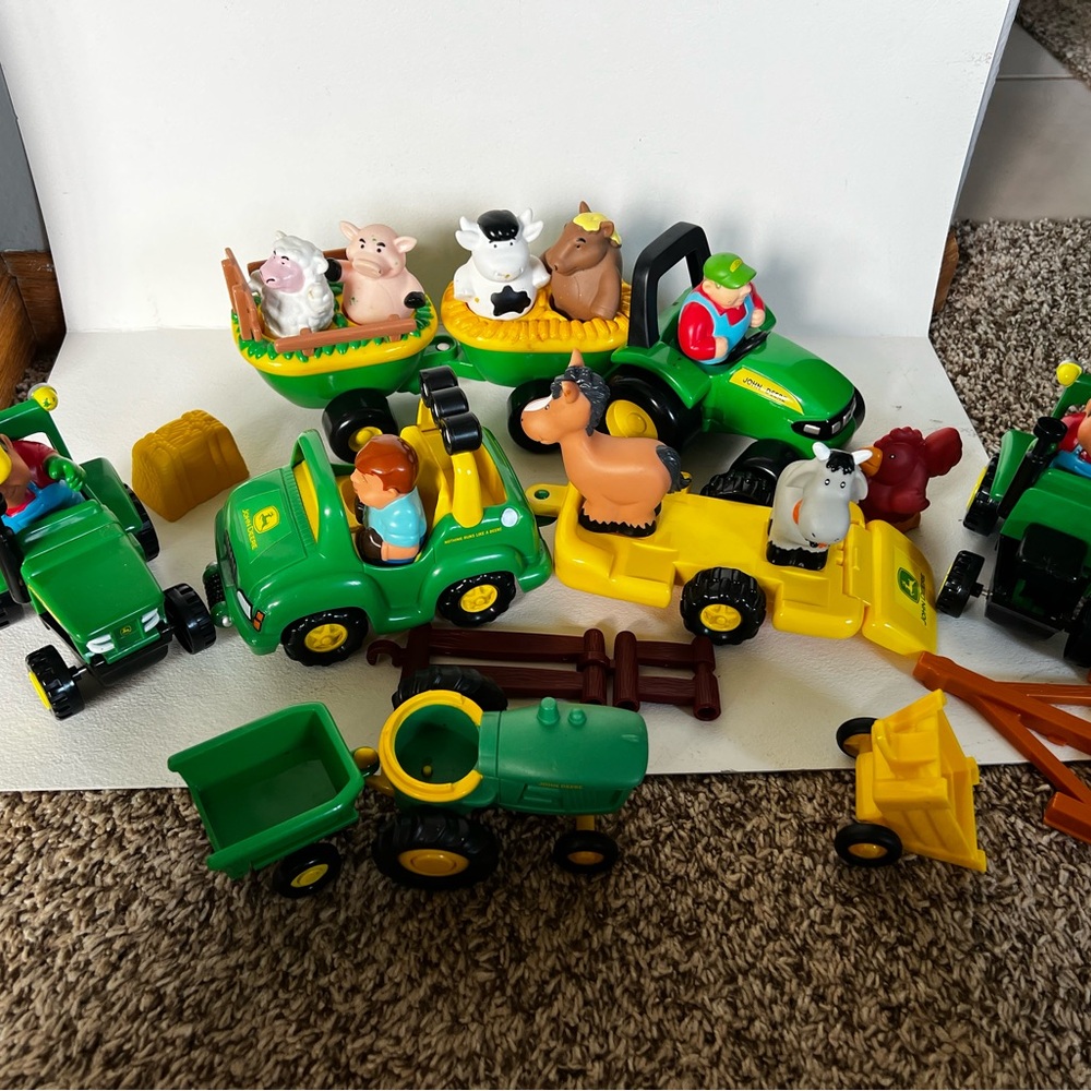 John Deere Green and Yellow Farm Vehicle Set